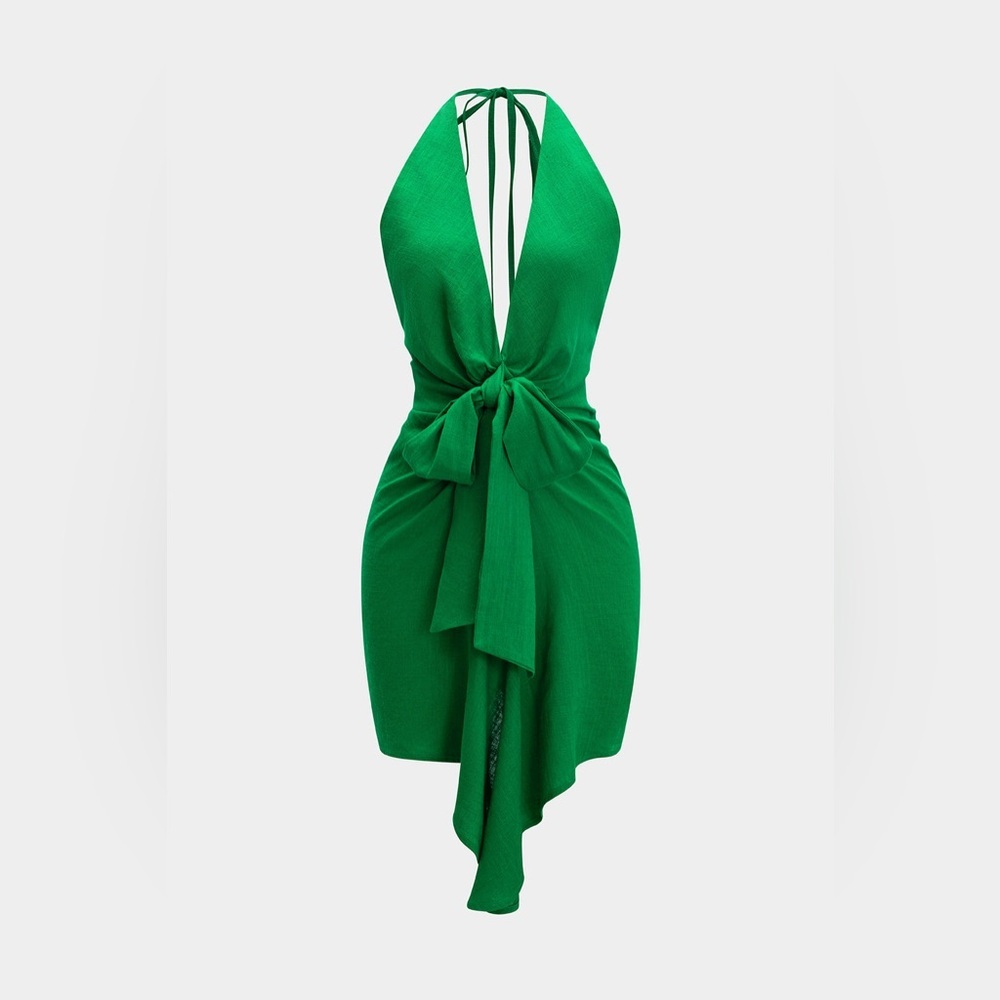 Elegant Green Halter Dress MC7 31 L